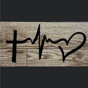 Black Heartbeat Cross Wall Decor